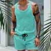 INCERUN 2PCS Summer Men Hollow Sleeveless Tank Tops and Shorts Beach Outfits Sets