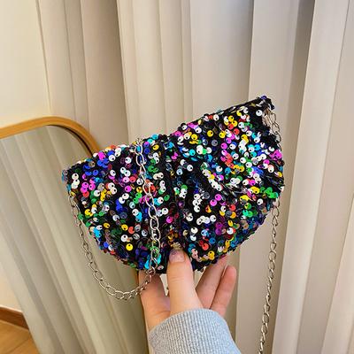 Προσωποποιημένη Παγιέτα Μοντέρνα Κορεατική Έκδοση Τσάντα Ώμου Άνοιξη Νέα Αλυσίδα Casual Μία Ώμη Crossbody Τσάντα Τσάντα Κινητού Τηλεφώνου Γυναικεία