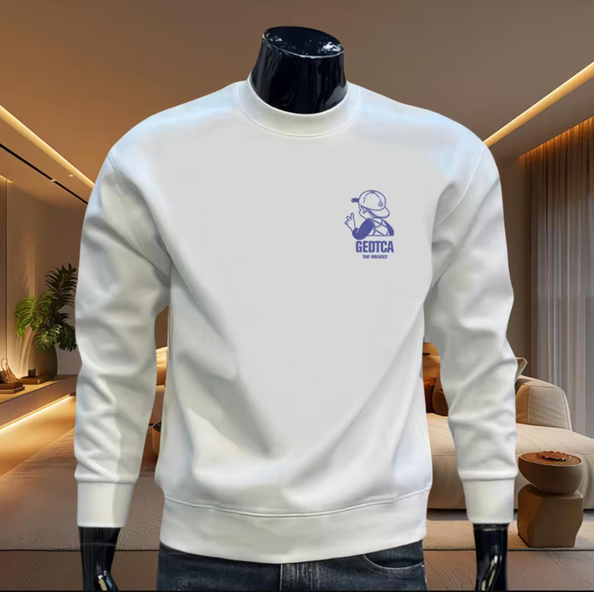 

Men s Trendy Autumn/Winter Loose Hoodie: European Style, Round Neck, Long Sleeve, Versatile Casual Top. M