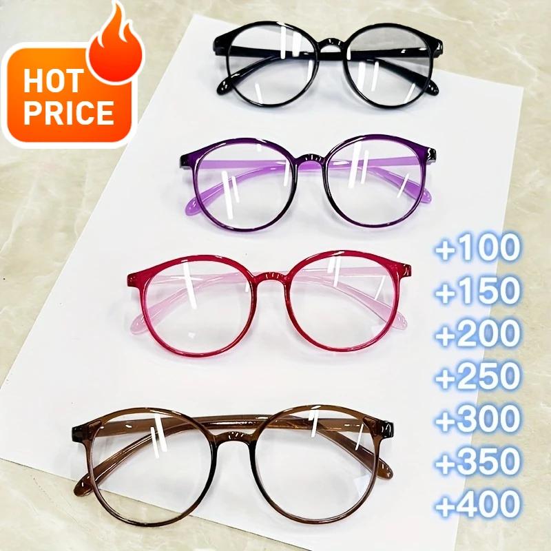 4-Pack Vintage Round Reading GlassesAnti-Blue LightElegant Candy Color Full Rim Plastic Hinges for Women