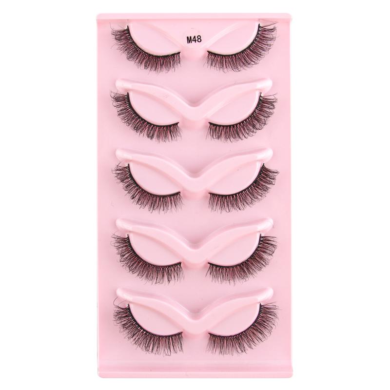 Fox Eye Lashes 3/5 Pairs Thick Winged Wispy 3D False Eyelashes Makeup Faux Fluffy Mink Lashes Fake Natural Eyelashes Extension