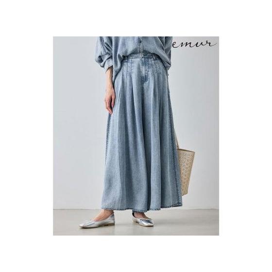 ROPE PICNIC Powder Silk Denim Wide Pants (Saxophone (48))