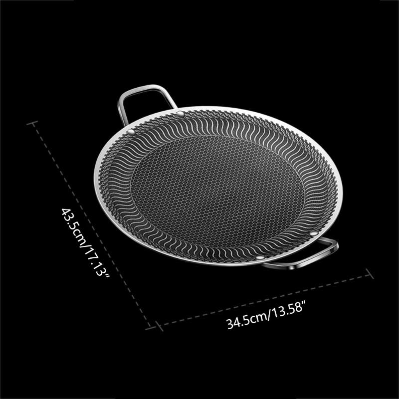 Round BBQ Griddle Pans with Handle NonStick Barbecues Plate Stainsless Steels Bakings Pans Outdoor Travel Campings Fryings Pans