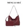 Woven bag one shoulder underarm tote bag retro fashion high sense messenger portable mother and child bag