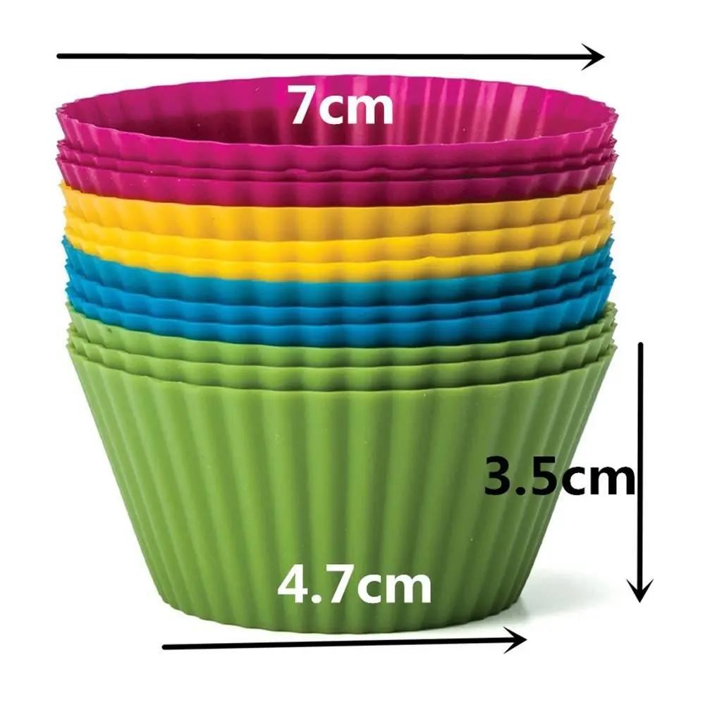 12pcs/Set Silicone Cake Mold Round Shaped Muffin Cupcake Baking Molds Kitchen Cooking Bakeware Maker DIY Cake Decorating Tools