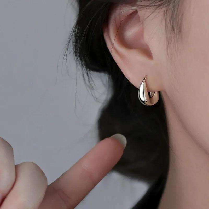 925 Silver Hoop Earrings for Women Fashion Versatile Round Circle Jewelry Gifts Prevent Allergy Sweet Girl