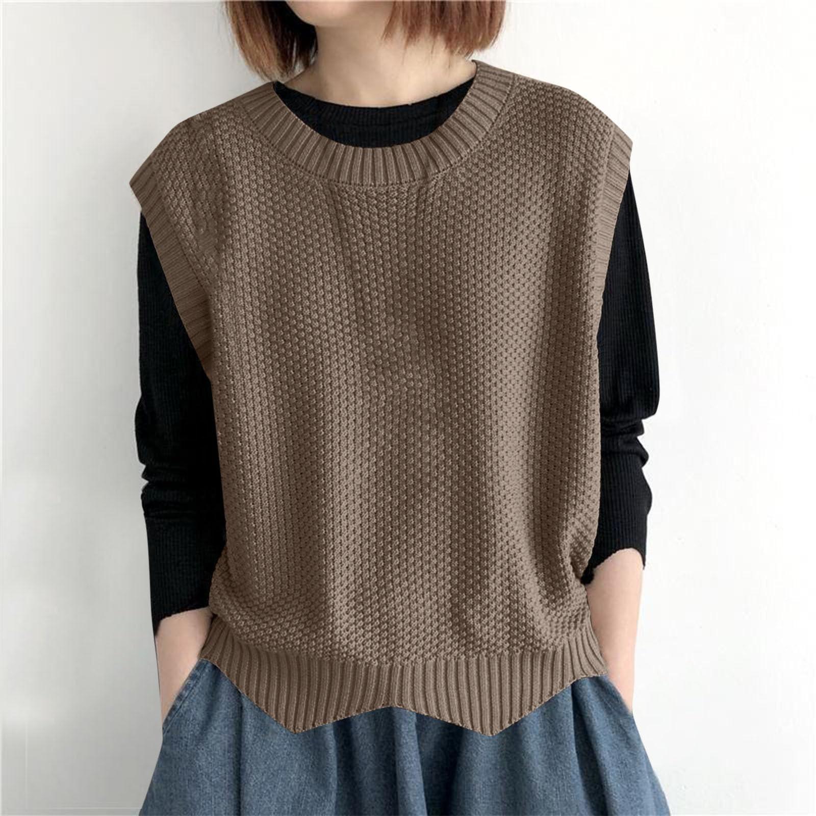 

Women s Fashionable Solid Color Loose Round Neck Irregular Pullover Camisole Top One Size коричневий