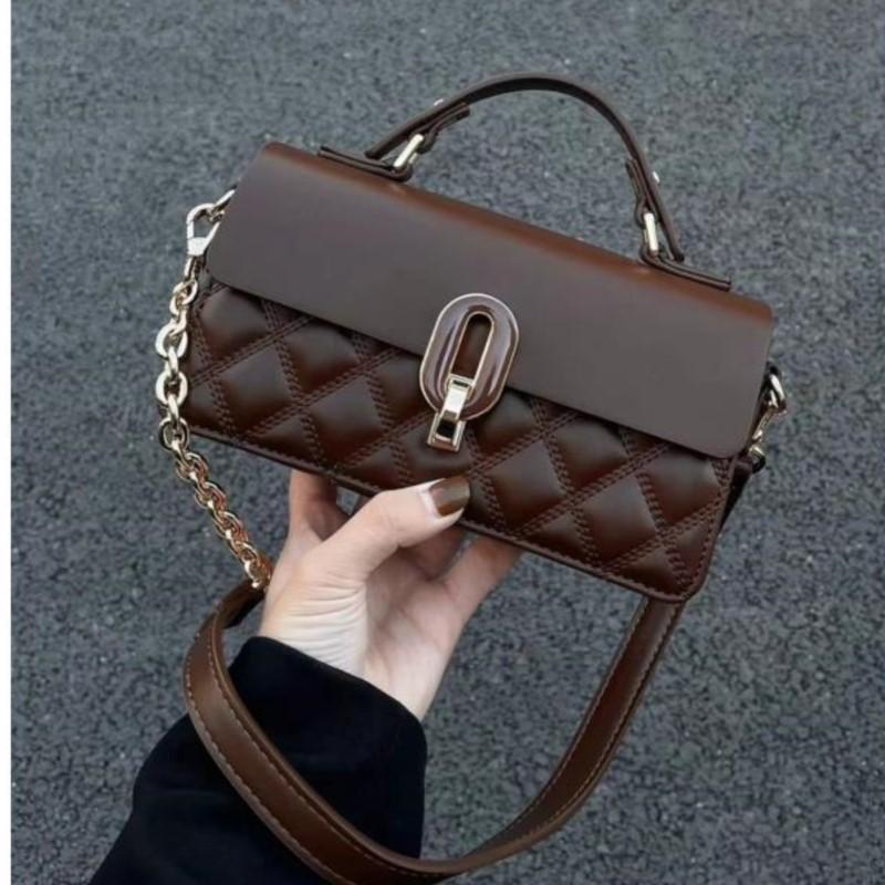 Vintage Coffee Handbag Women High Street Leather Handle Chic Messenger Bag Ladies Retro Casual Crossbody Bags Aesthetic