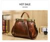 Women's Genuine Cowhide Leather Handbag - Handmade Shoulder & Crossbody Bag with Metal Buckle