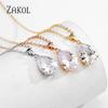 ZAKOL New White Water Drop Cubic Zirconia Clavicle Chain Necklace Simple Temperament Women Wedding Party Jewelry NP3098