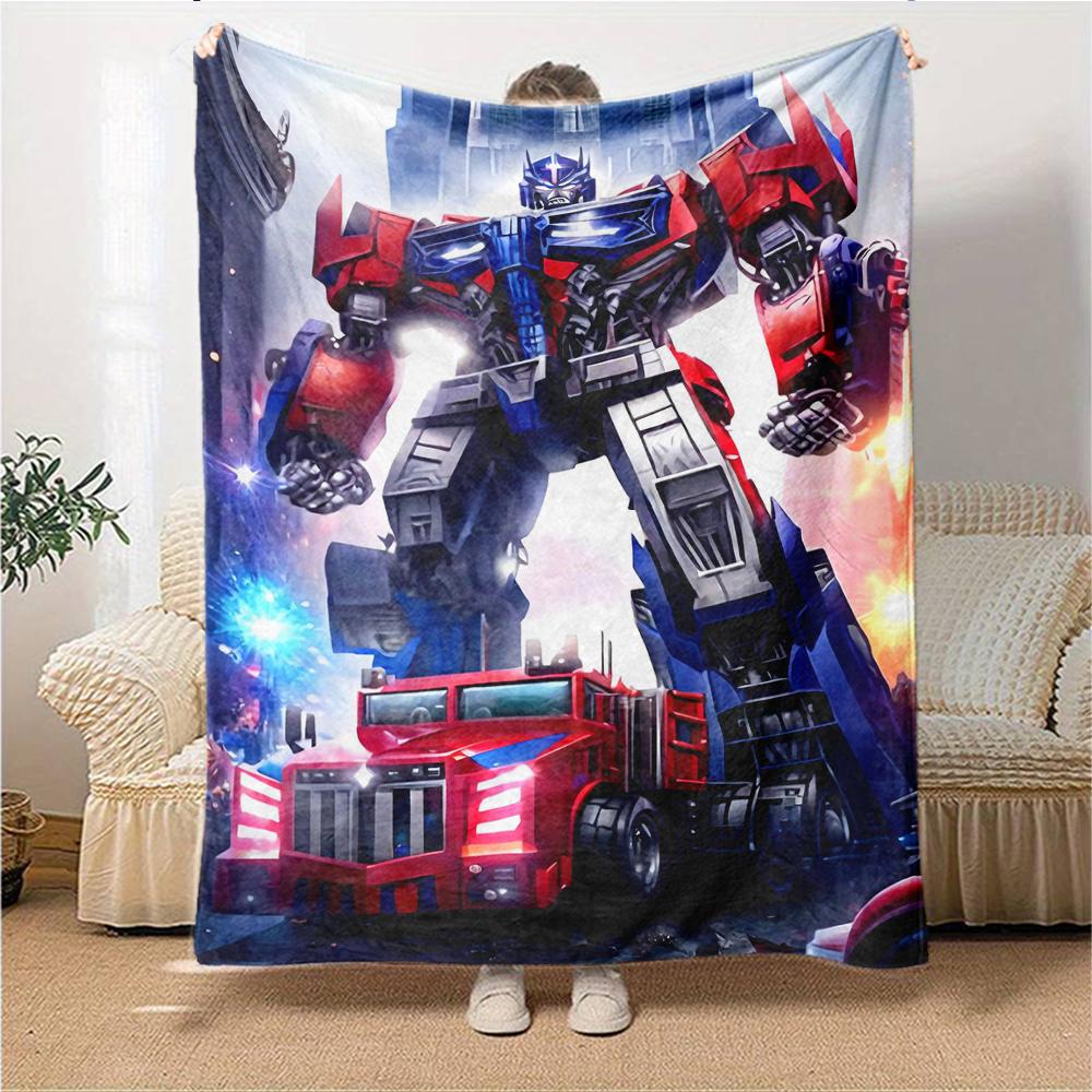 1Pc Transformers Optimus Prime Battle Scene Blanket For Couch Bed Plush Cozy Fuzzy Blanket Super Soft Warm Blankets For Fall And Winter 091879