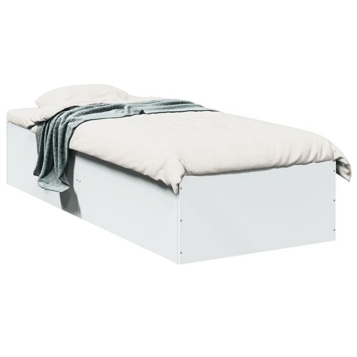 VidaXL Bed Frames White 100x200 Cm Engineered Wood, Bedroom Furniture, Bed Base, Panel Bed, Bed, Bed 3281049