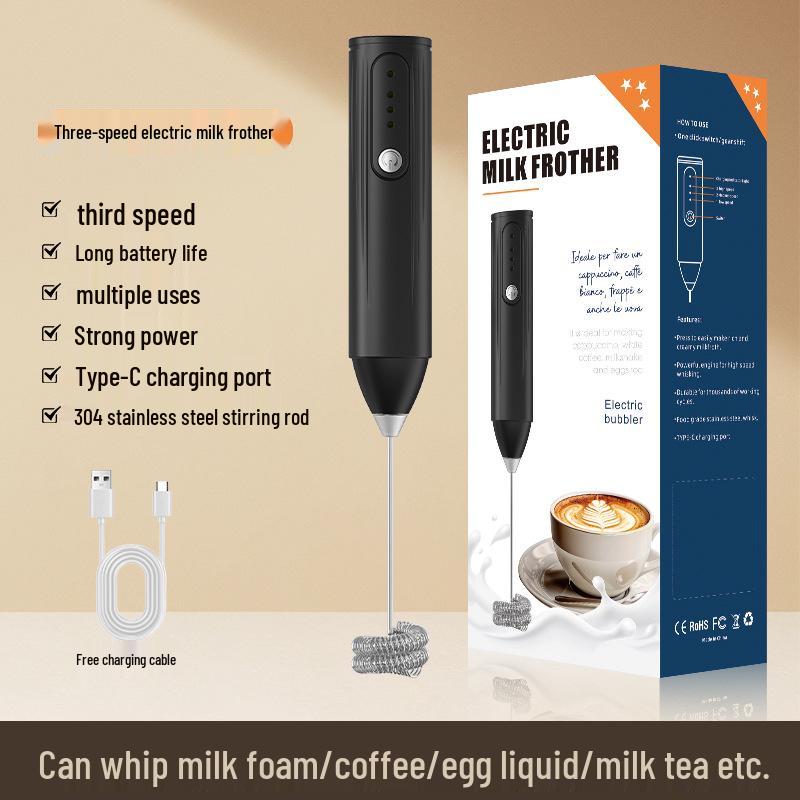 Wireless Mini Electric Egg Beater - Three-Speed Adjustable Handheld Whipping Mixer