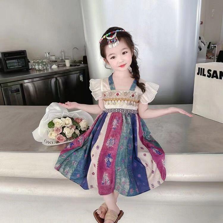 Chinese Hanfu Red Girls' Casual  Dress