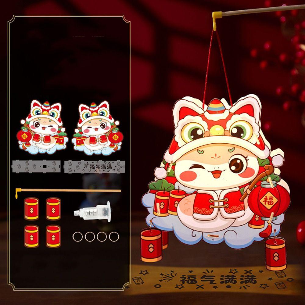 Traditional Chinese Snake Year Portable Lantern PVC New Year Luminous Lantern Spring Festival