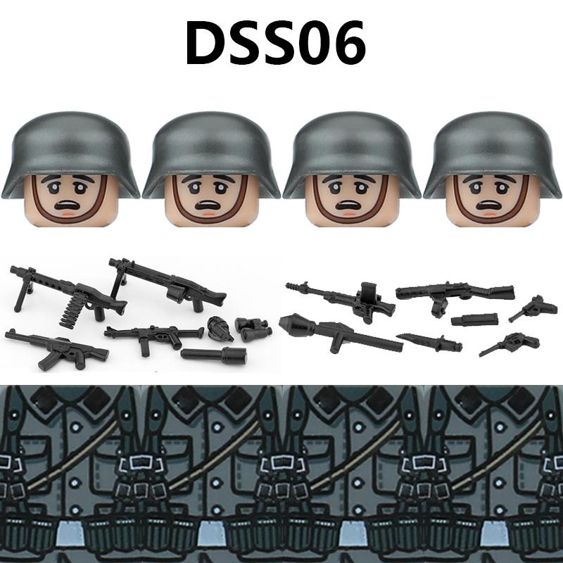 WW2 German STG44 MP40 PZB39 98K Figures Building Blocks Army Soldiers Infantry M35 Helmet Military Weapons Bricks Toys Kids