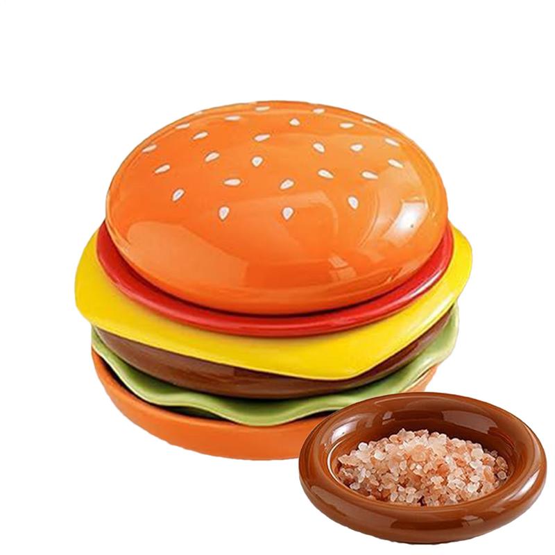 6-Layer Stackable Burgers Shape Side Dishes Dessert Tableware Ceramic Flavor Dish Household Small Dish Soy Sauce Dish