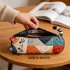 Cute 3D Cat Shaped Pouch Patchwork Pencil Case Portable Stationery Storage Bag