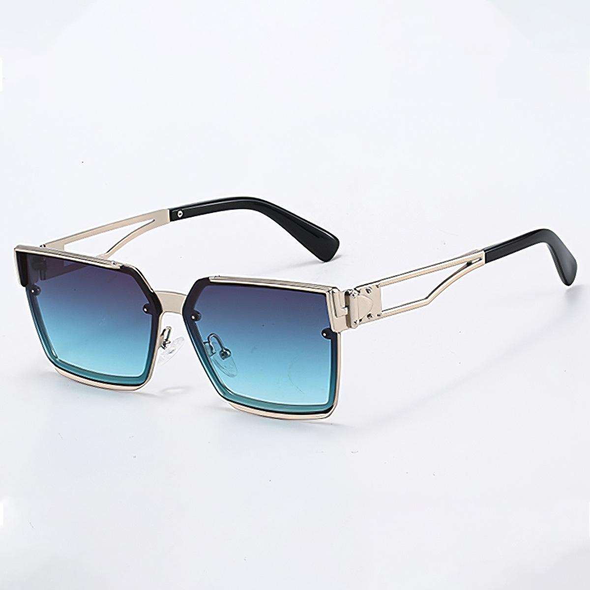 

New in Vintage Sunglasses for Women Trendy Square Gold Border Brown Gradient Summer Glasses Glasses Women