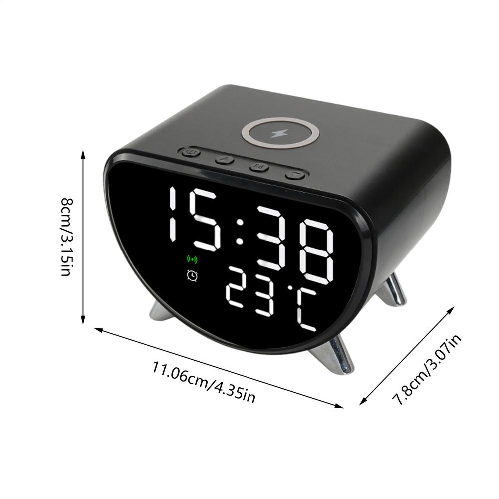 

Alarm Clock With Wireless Charging Desk LED Alarm Clock With Temperature Meter Sleep Timer 15W Fast Wireless Charger Station чёрный