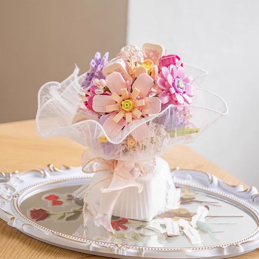 Non-Toxic Creative Diy Hand-Held Bouquet Building Block Sets Flowers Bricks Assembly Toys Children Mother'S Day Valentine'S Day Gifts
