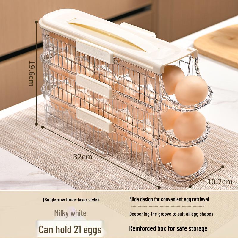 Refrigerator Egg Storage: Automatic Rolling Food-Grade Rack for Fresh-Keeping