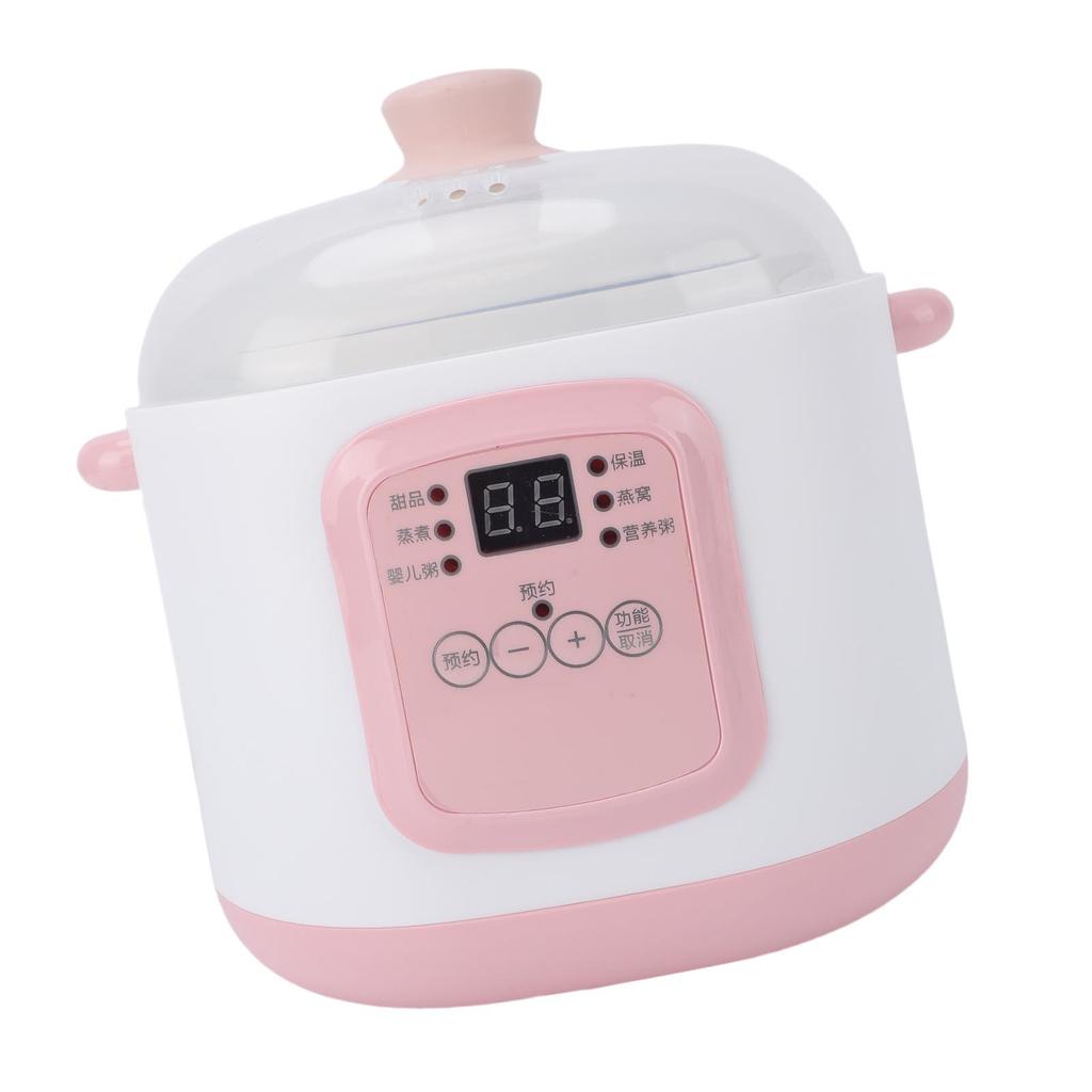 Electric Stew Pot 200W Multifunction Ceramic Soup Porridge Cooker 1L Automatic Reservation
