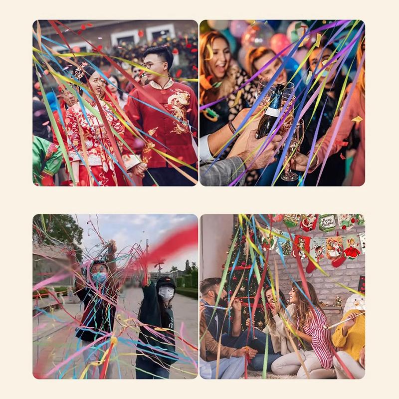 10 st Färgglada Handkastande Konfettipoppers Kastande Streamers Poppers Papperssmällare Magiskt Papper Band För Bröllop Födelsedagsfest