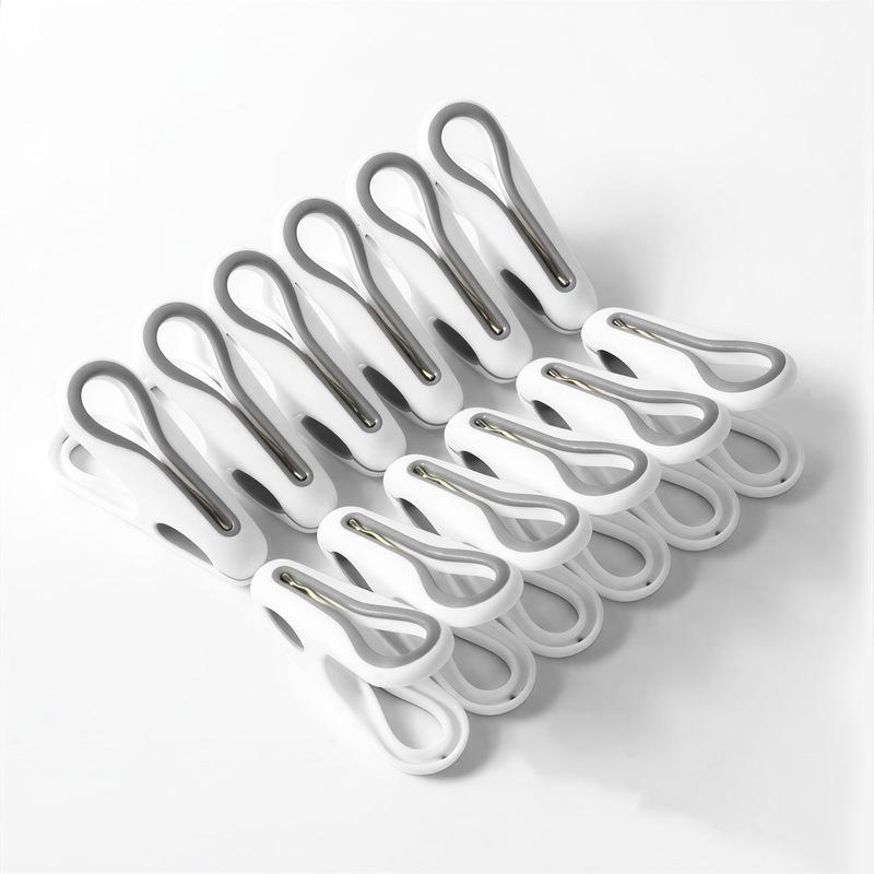 Hook Clothes Drying Hook Clothes Drying Clip Clothes Drying Rack Invisible Fixing Clip Windproof Household Clip 12pcs белый/серый