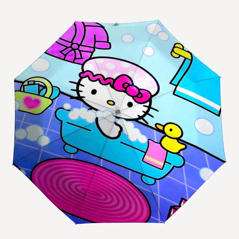 1pc Hello Kitty Bath Time Fun: Automatic Opening/Closing Umbrella with Foldable Design, Iron Frame, Outdoor Use, Perfect Gift for Fans, Travelers, Dai