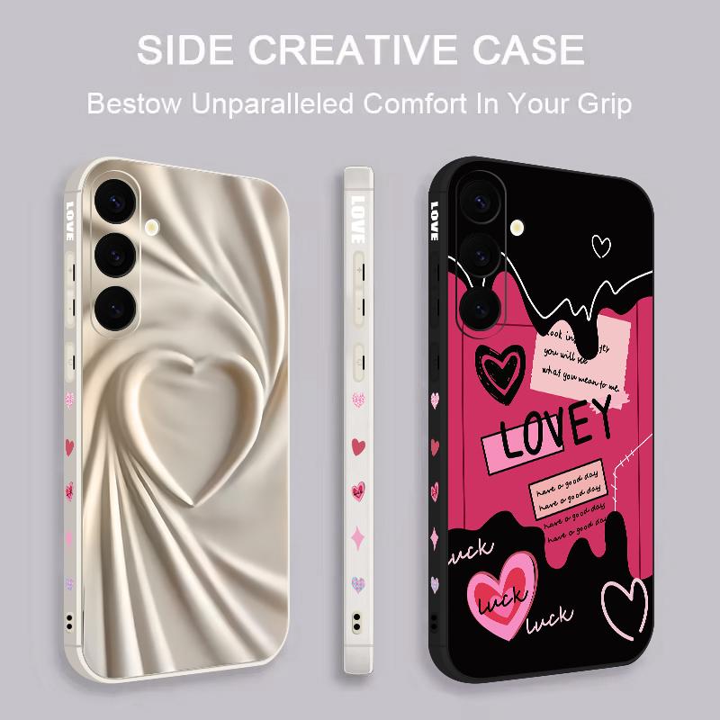 Lovely Heart Pattern Case For Samsung Galaxy S26 S25 Ultra S24 S23 S22 Plus S21 FE A15 A16 A17 A35 A36 A54 A55 A56 5G Soft Cover