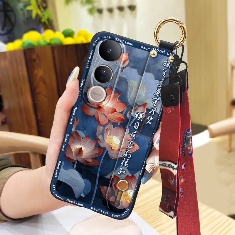 Elderly Lady Dirt-resistant Phone Case For VIVO V50 Lite 5G Global Waterproof Lanyard For Mom Silicone Back Cover Ring
