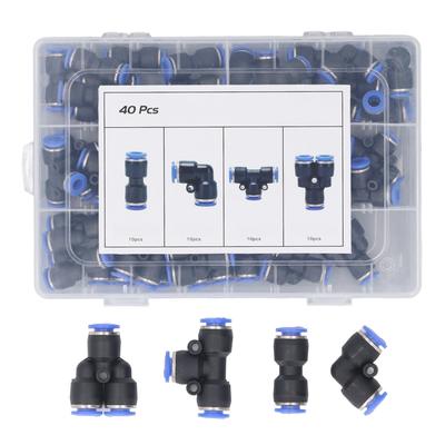 Kit di Raccordi Pneumatici da 40 Pezzi Raccordi Push-to-Connect Splitter a T Gomito Connettori Dritti