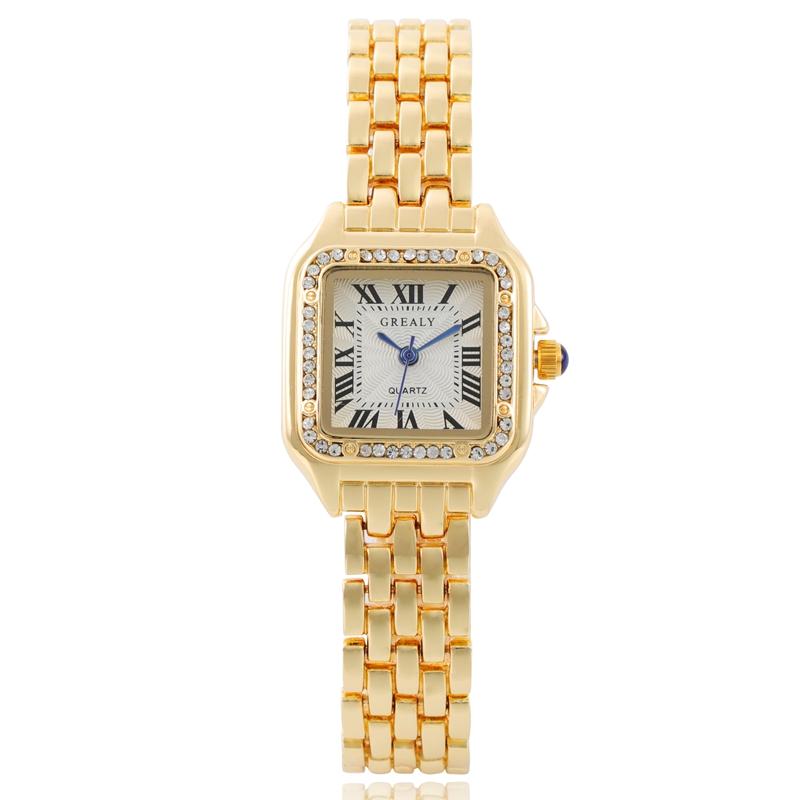 New Fashion Women Watches Square Watches Gold Alloy Strap Luxury Ladies Quartz Wristwatch Qualities Female Roman Scale Clock