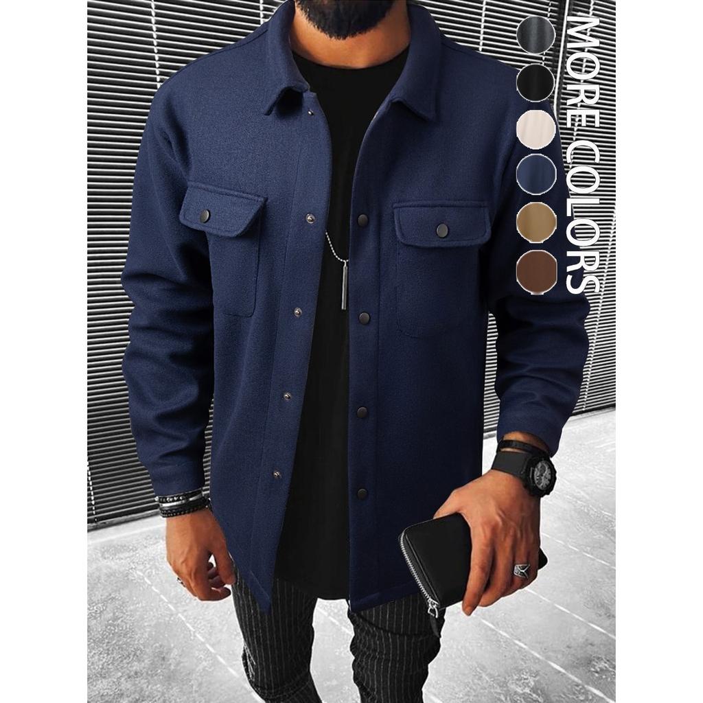 New Men's Casual Corduroy Work Jacket, Loose Lapel Cargo Coat for Men, Cross-border European American Style Outerwear
