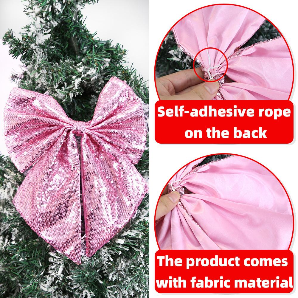 Holiday Sparkling Bow Sequin Pearl Cotton Bow Christmas Tree Set Decoration