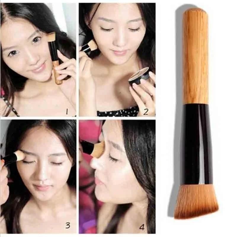 3pcs Magic Foundation Make-up Brush Oblique Head No Trace Powder Blusher Makeup Brush, Portable Face Wash and Beauty Brush Tool