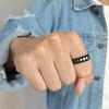 Anillo de Fase Lunar de Acero Inoxidable Luna Creciente Negra Anillo Wiccano Triple Diosa Para Mujeres Hombres 6mm Joyería