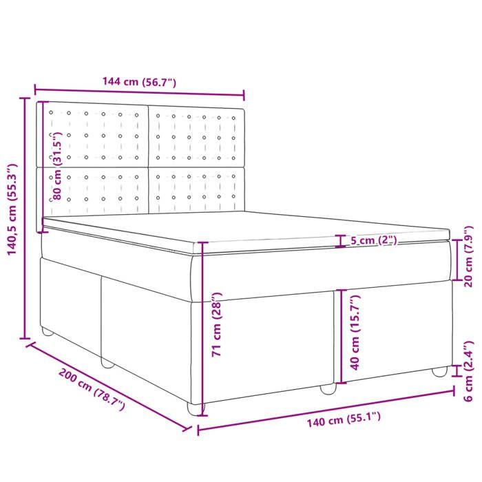VidaXL Sommier à lattes de lit avec matelas Gris foncé 140x200cm Tissu 3291318