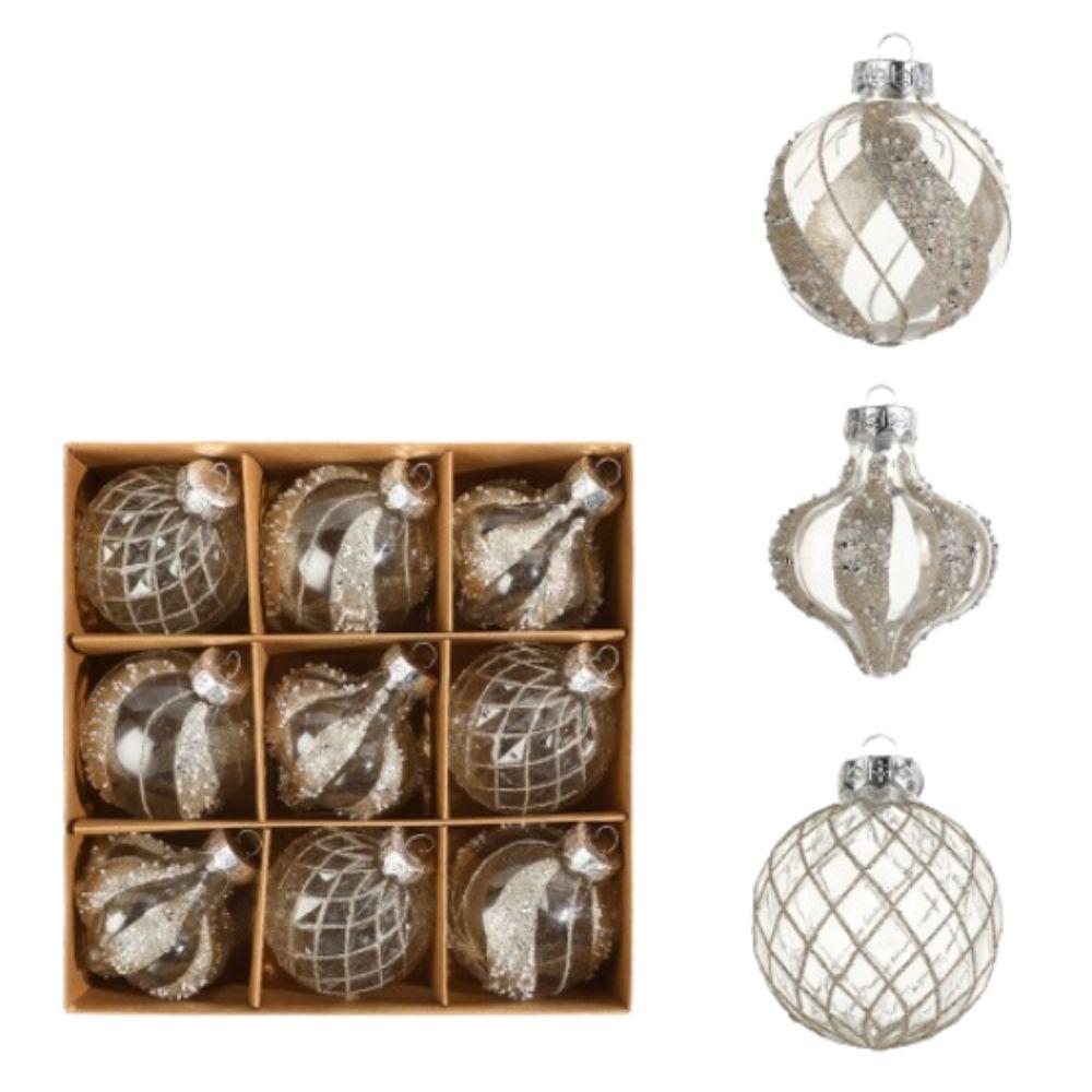 

9 шт. прозрачных расписных новогодних шаров, набор пластиковых веселых рождественских елочных украшений для дома и Рождества style 6