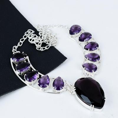 Incredibile Pietra Preziosa Ametista Fatta a Mano Argento Sterling 925 Elettroformato Collana, Ametista Argento Per Moglie Ciondolo Unisex Abbigliamento da Festa Regali
