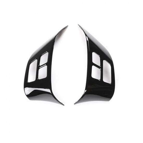 ABS Black 2PCS Steering Wheel Button Cover Trim For BMW 3-Series E90 2005-2012