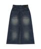 Teulimingbeodeu Front Yoke Denim Long Skirt [ Dark Blue ]