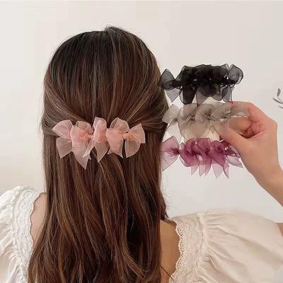Vintage Elegant Mesh Lace Spring Hair Clip Fairy Temperament Hair Clip Women Girls Broken Hair Clip Korean Fashion Duckbill Clip
