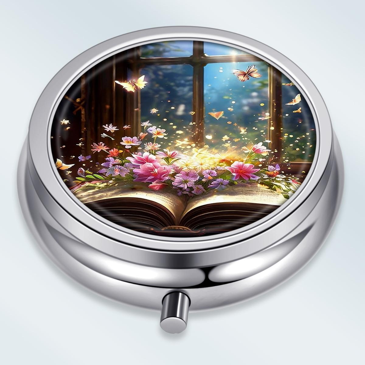 

Portable Pill Box with 3 Compartments, Mini Metal Medicine Organizer Case, Cute Printed Pill Container for Vitamins, Pills, Jewelry, Travel, Daily Use різнокольоровий