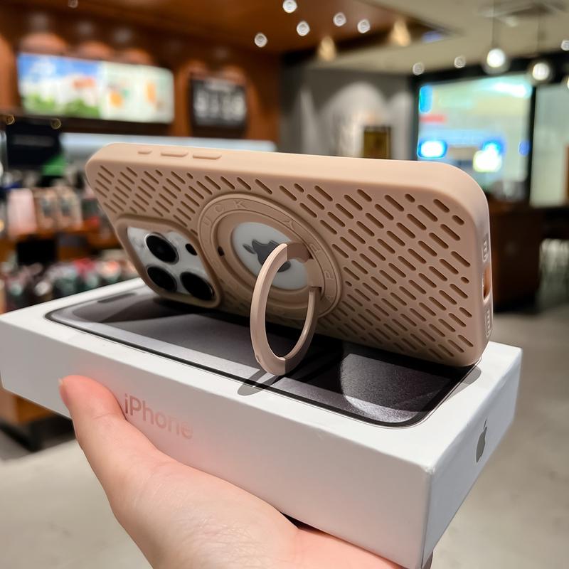 Heat Dissipation Ring Stand Magsafe Magnetic Wireless Charge Case for iPhone 16 15 14 Plus 11 12 13 Pro Max Soft Silicone Cover