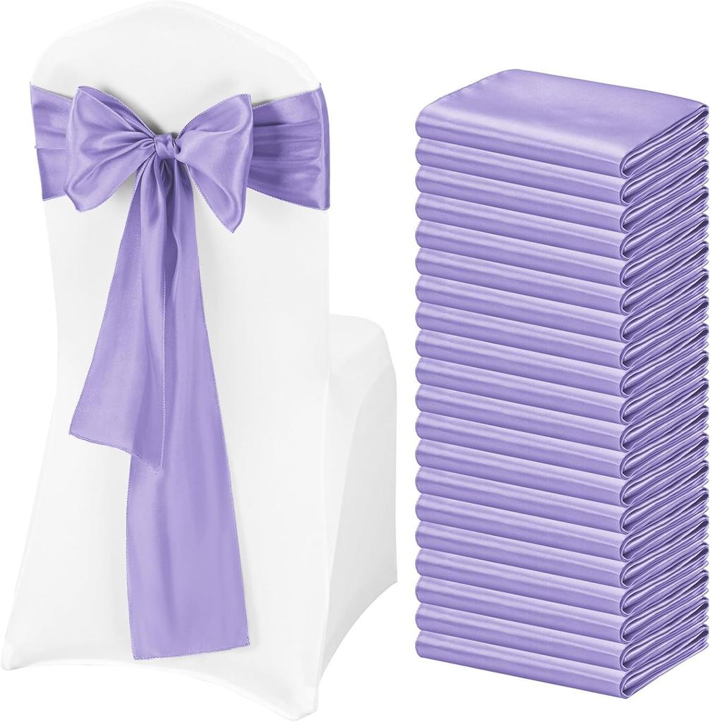 30 PCS 17x275cm White Luxury Satin Chair Sashes Bows Universal Chair Cover for Wedding Reception Restaurant Event Decoration