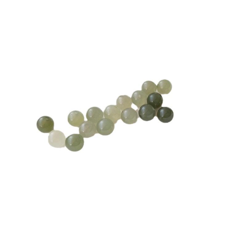Natürlicher Hetian Jade Klarwassergrün Halbgebohrte Runde Perle für DIY Schmuck: Ohrringe, Ringe, Armbänder
