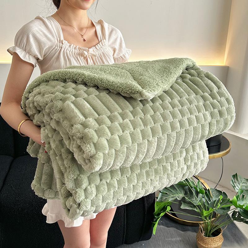 

Толстый двухслойный плюшевый плед из овечьей шерсти, однотонный плед из искусственного меха, стеганая шаль для зимы, одеяла для дома и путешествий 150x200cm