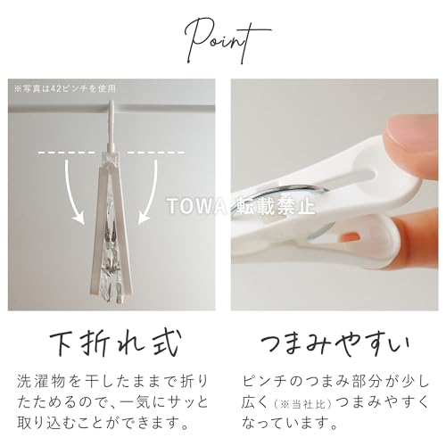 Towa Sangyo Pull-to-Close Clothespin Hanger with 60 Clothespins, Easy To Install, Extra Large, Square Hanger with Side Hooks, Foldable, for Laundry Dr